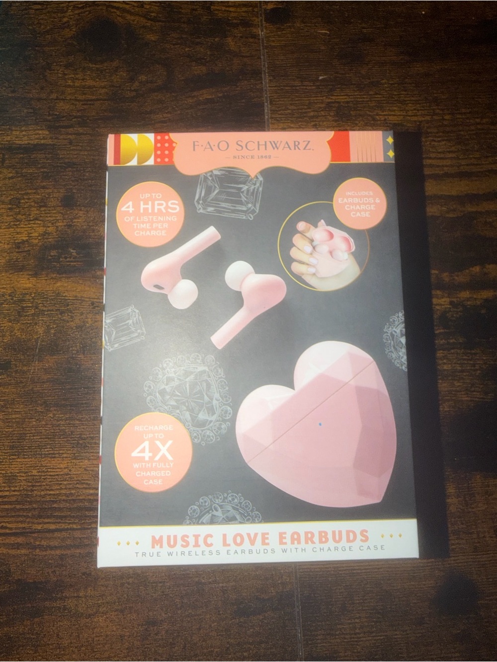 FAO Schwarz Pink Heart Wireless Earbuds with Charging Case